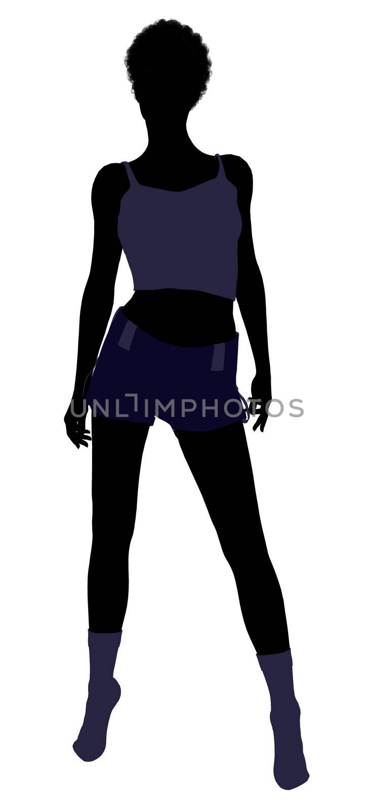 African american lingerie with socks illustration silhouette on a white background