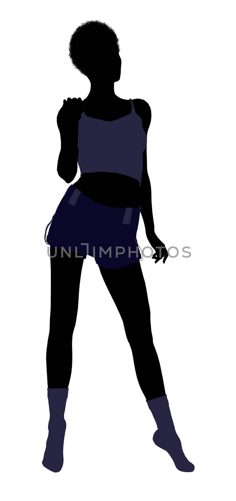 African american lingerie with socks illustration silhouette on a white background