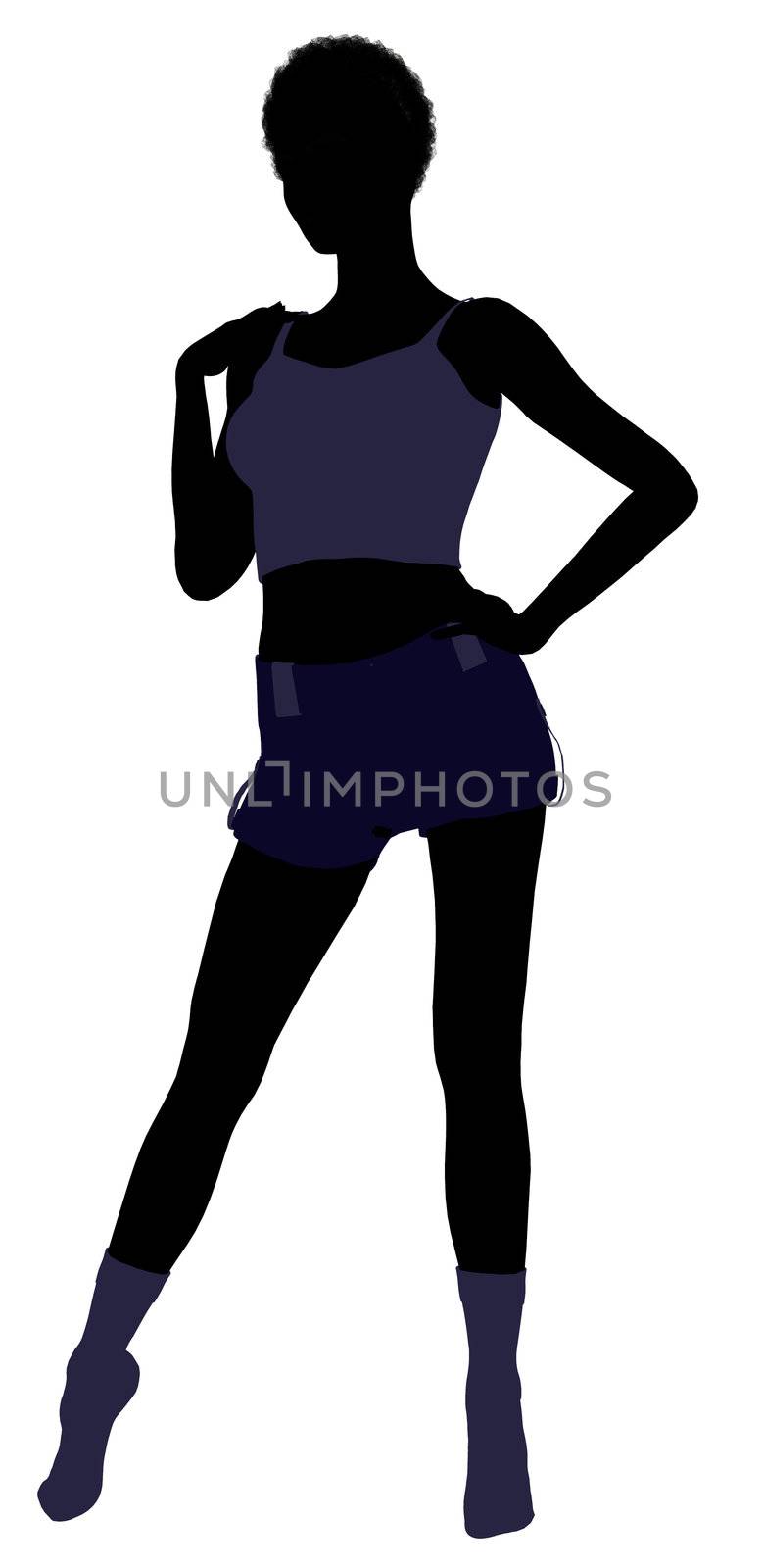 African american lingerie with socks illustration silhouette on a white background