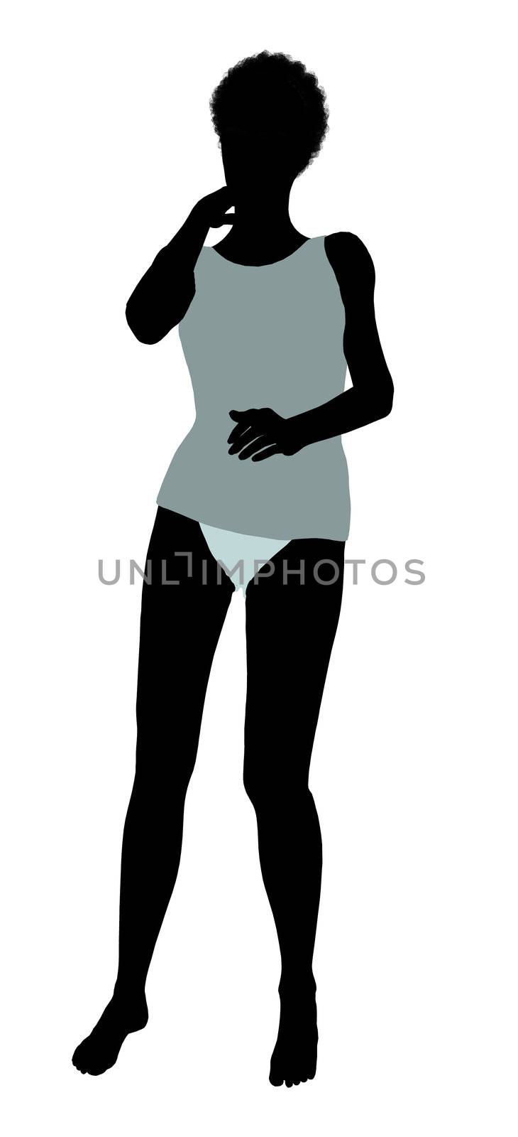 African american lingerie without socks illustration silhouette on a white background