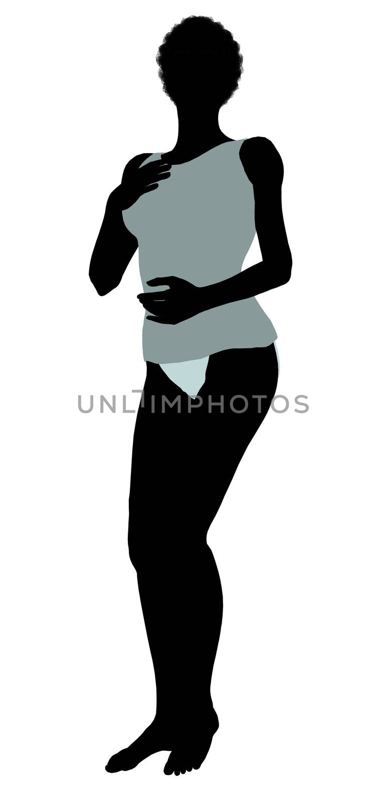 African american lingerie without socks illustration silhouette on a white background