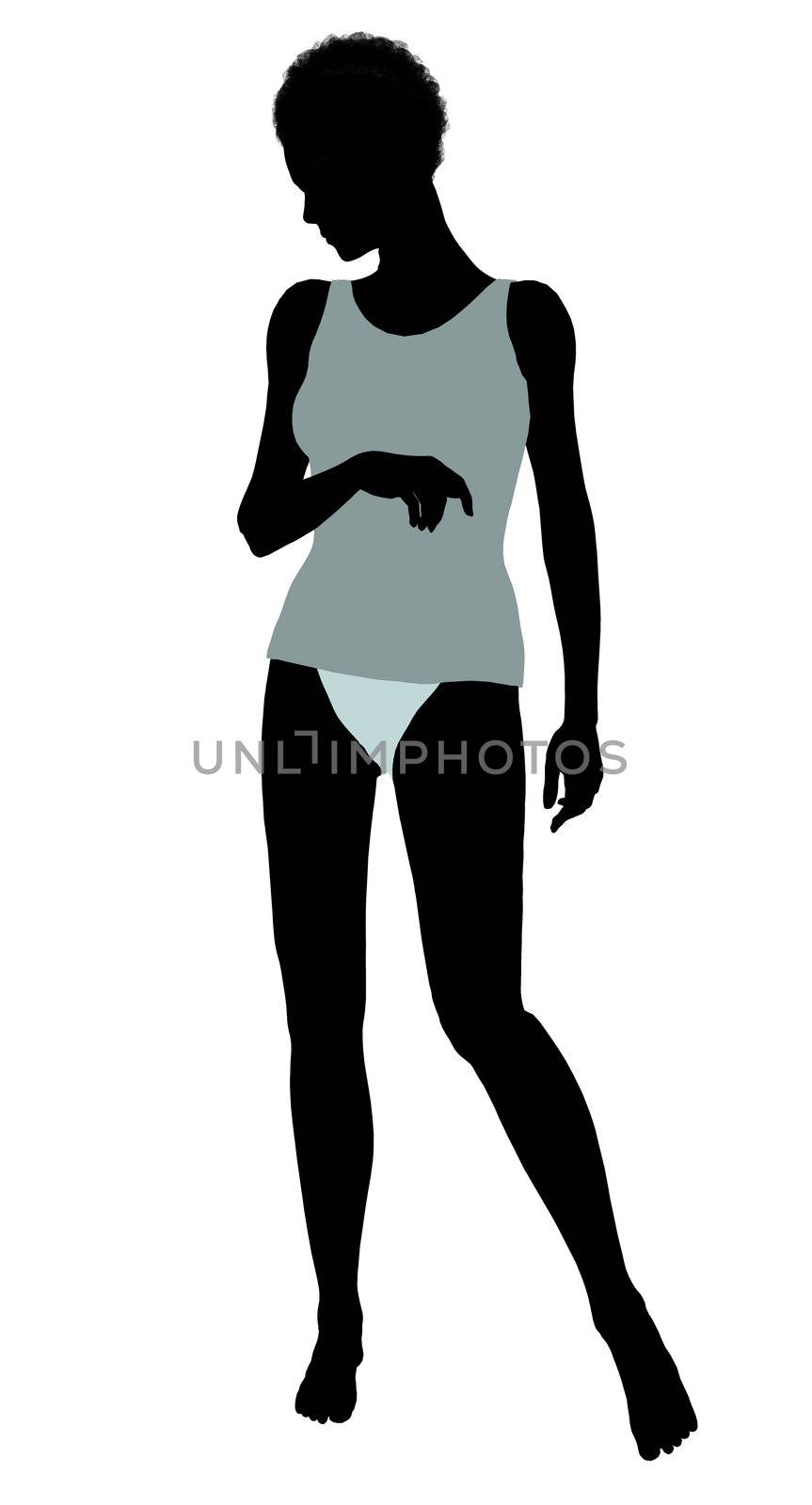 African american lingerie without socks illustration silhouette on a white background