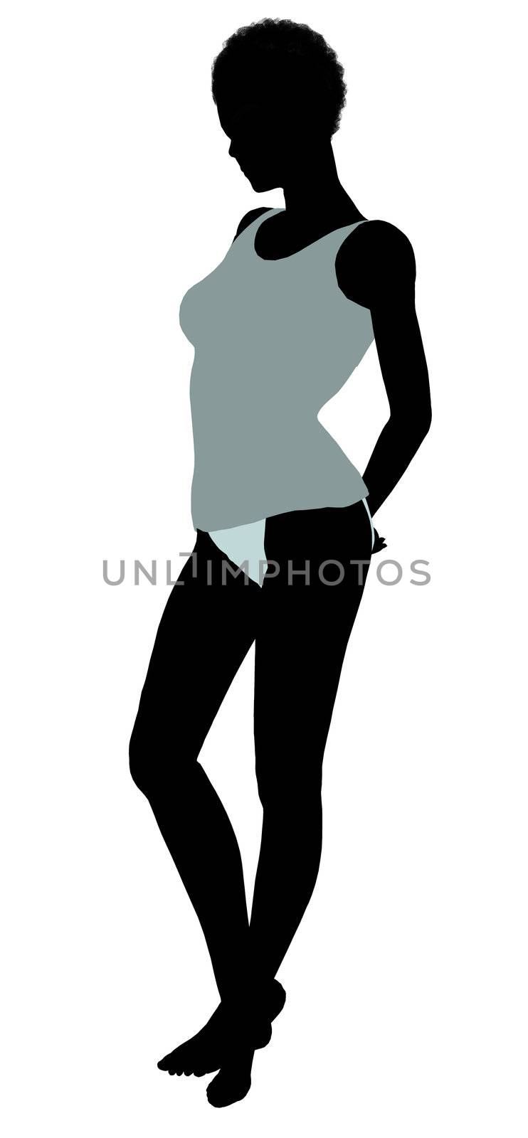 African american lingerie without socks illustration silhouette on a white background