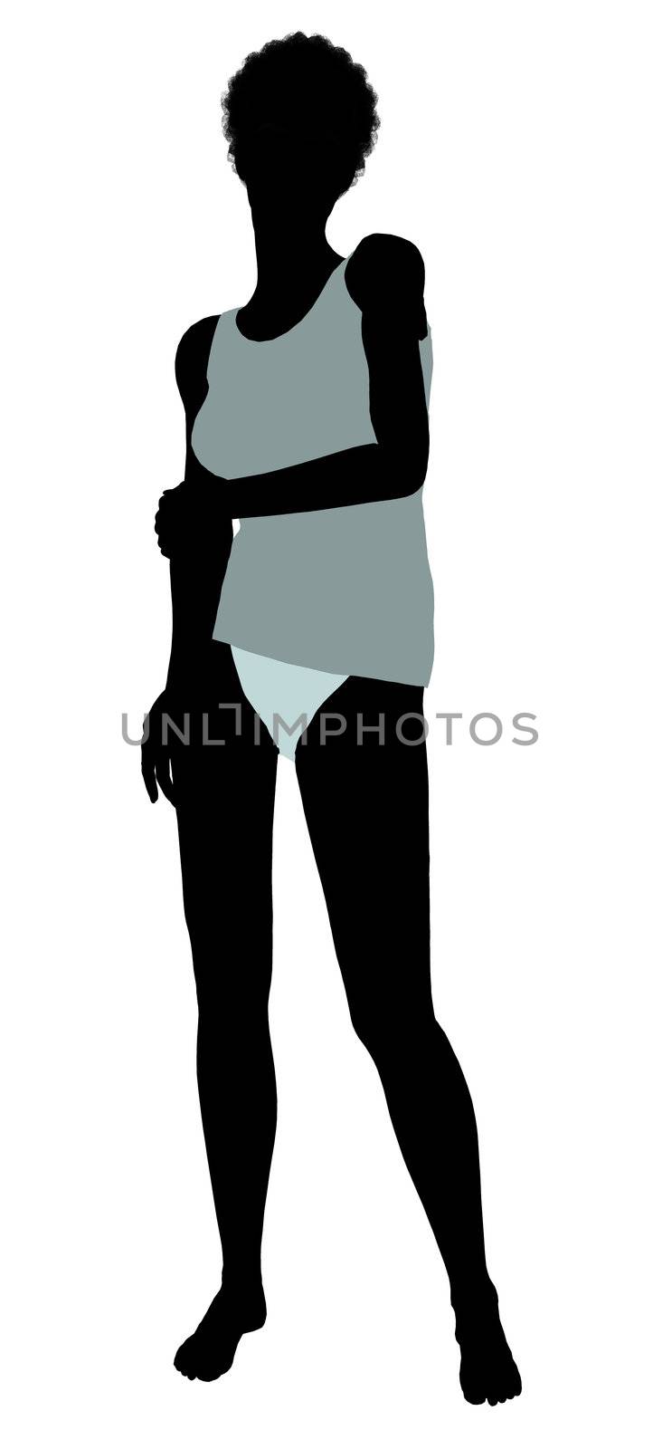 African american lingerie without socks illustration silhouette on a white background