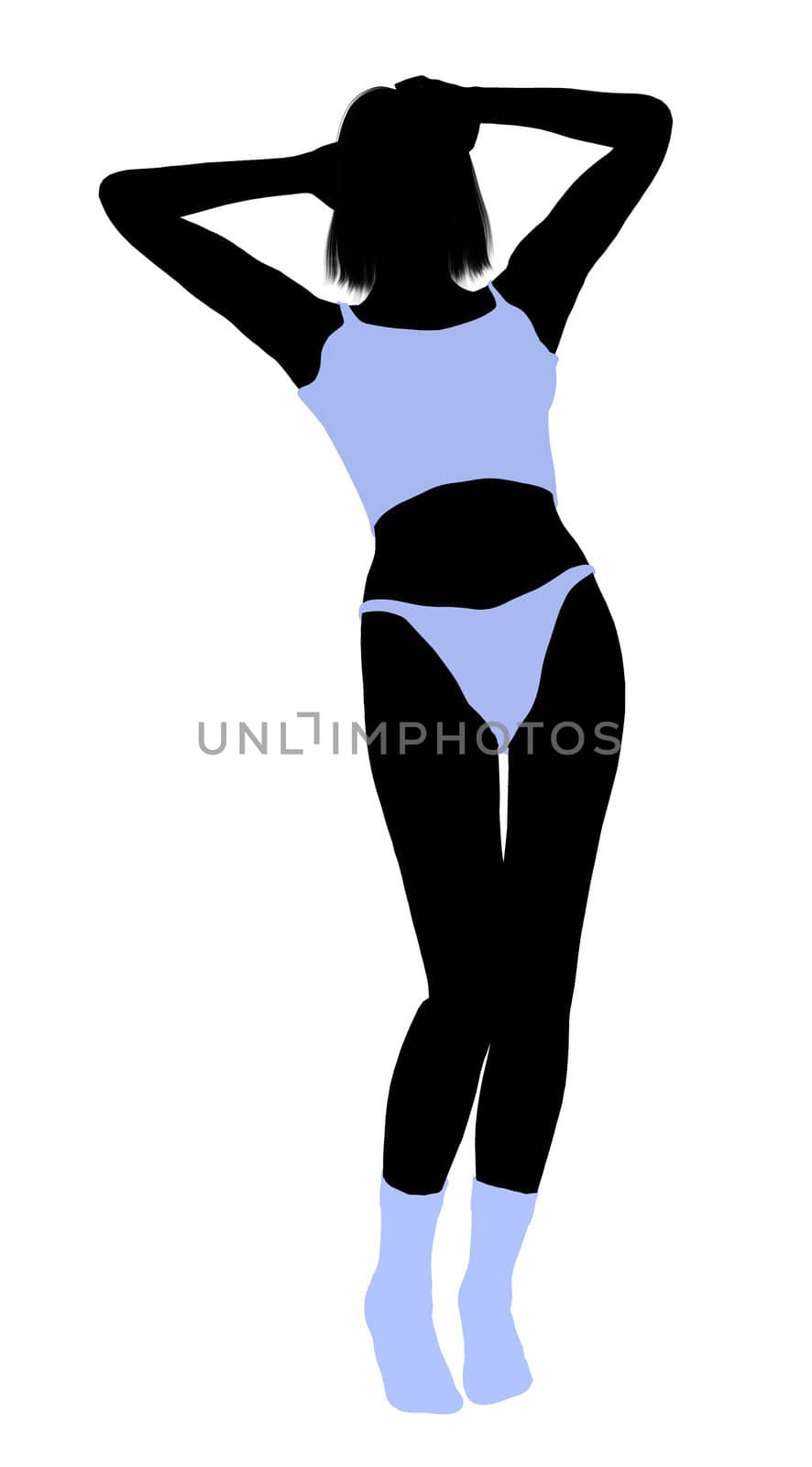 Woman lingerie with socks illustration silhouette on a white background