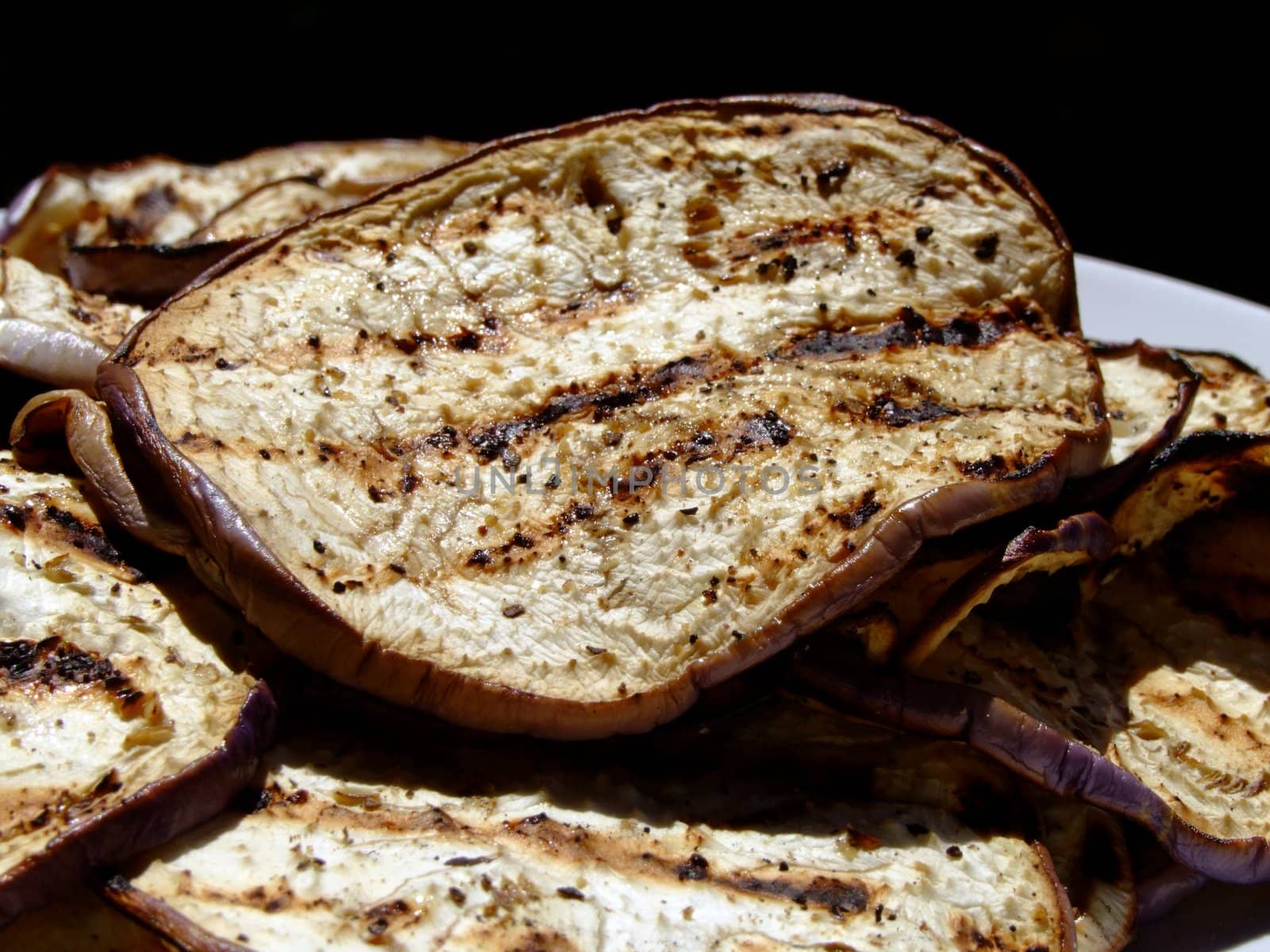 Grilled slices of eggplant