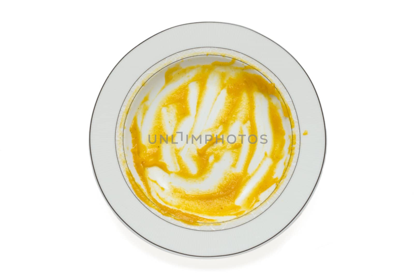 empty dish after food, white background