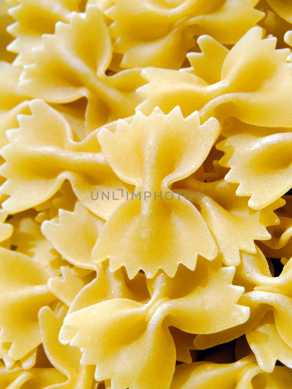 Close-up of raw farfalle pasta