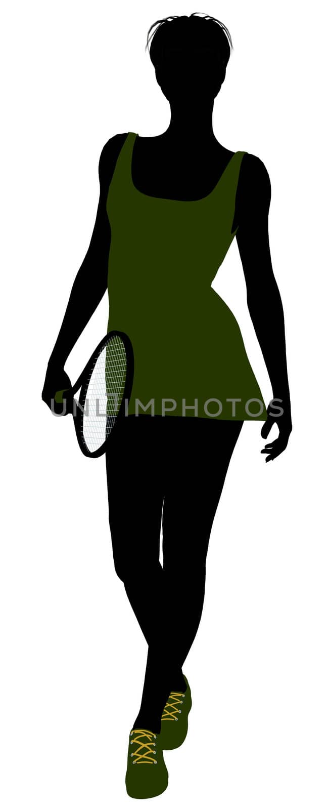 Female tennis player art illustration silhouette on a white background