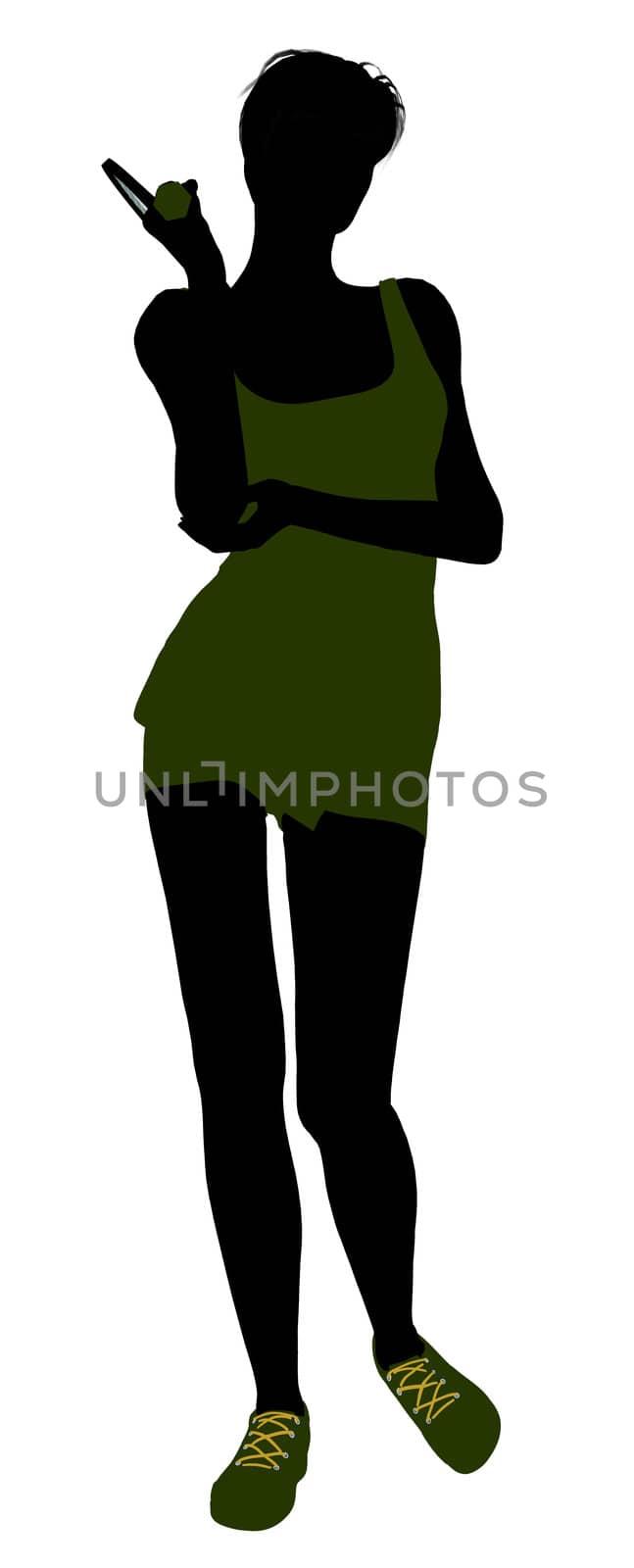 Female tennis player art illustration silhouette on a white background