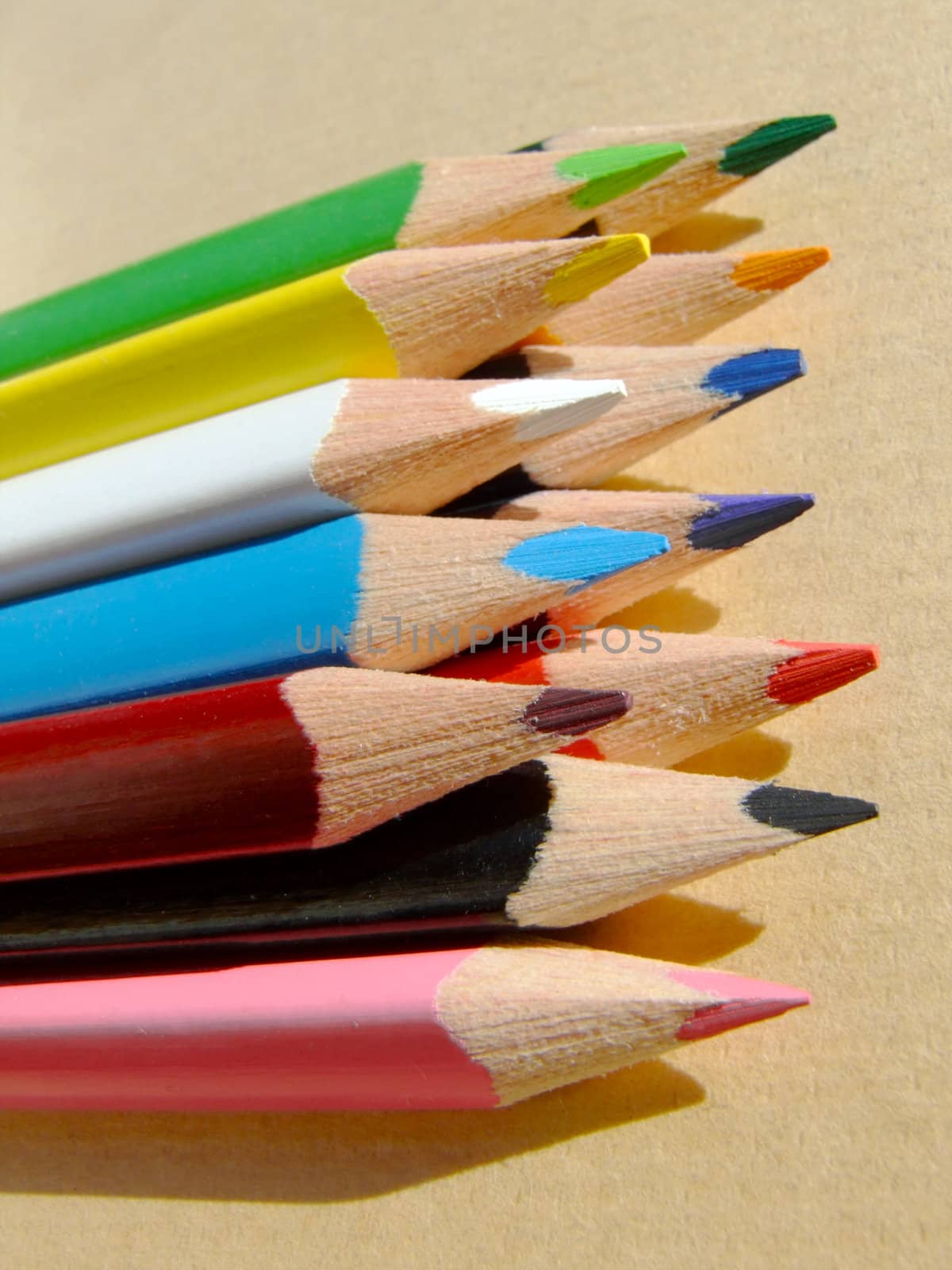 Close-up of some colored pencils