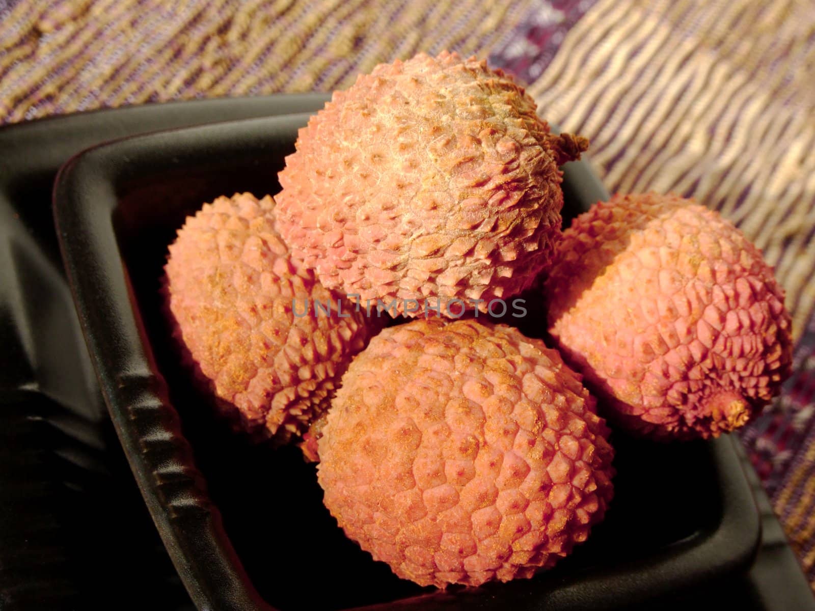 Close-up of some lychees