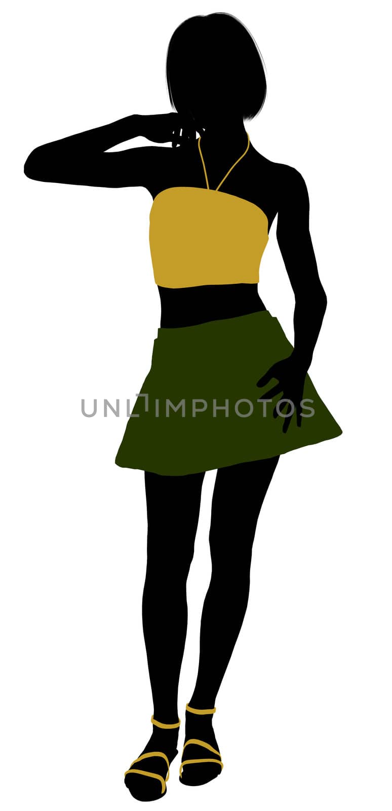 Teenager silhouette on a white background