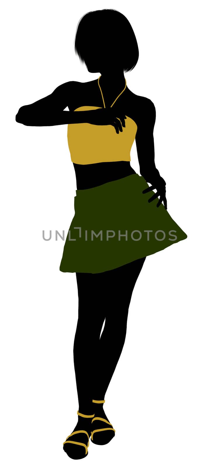 Teenager silhouette on a white background