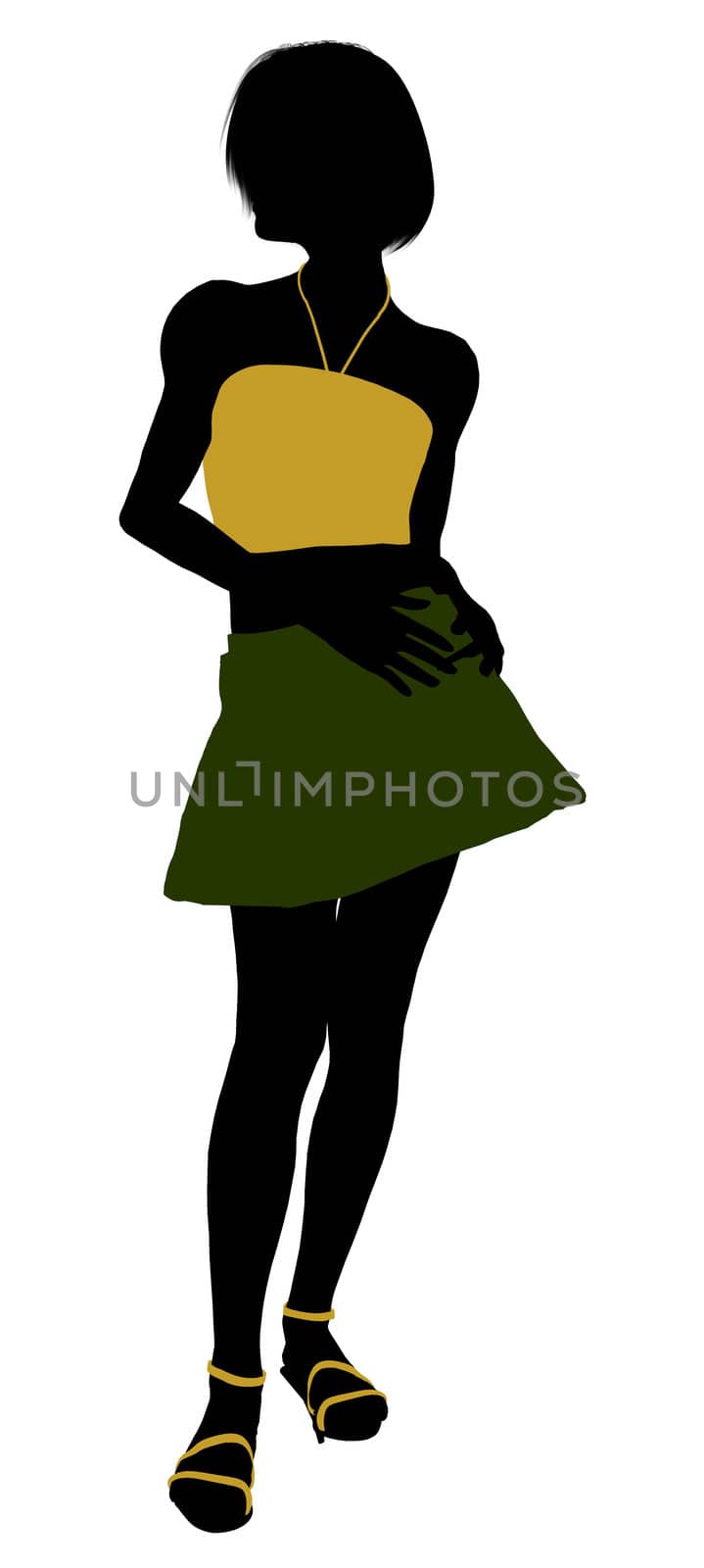 Teenager silhouette on a white background