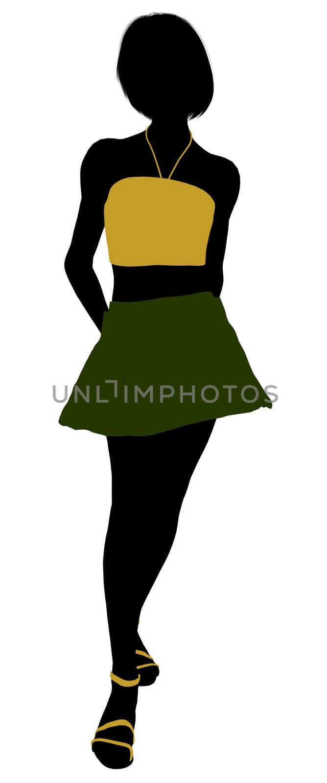 Teenager silhouette on a white background