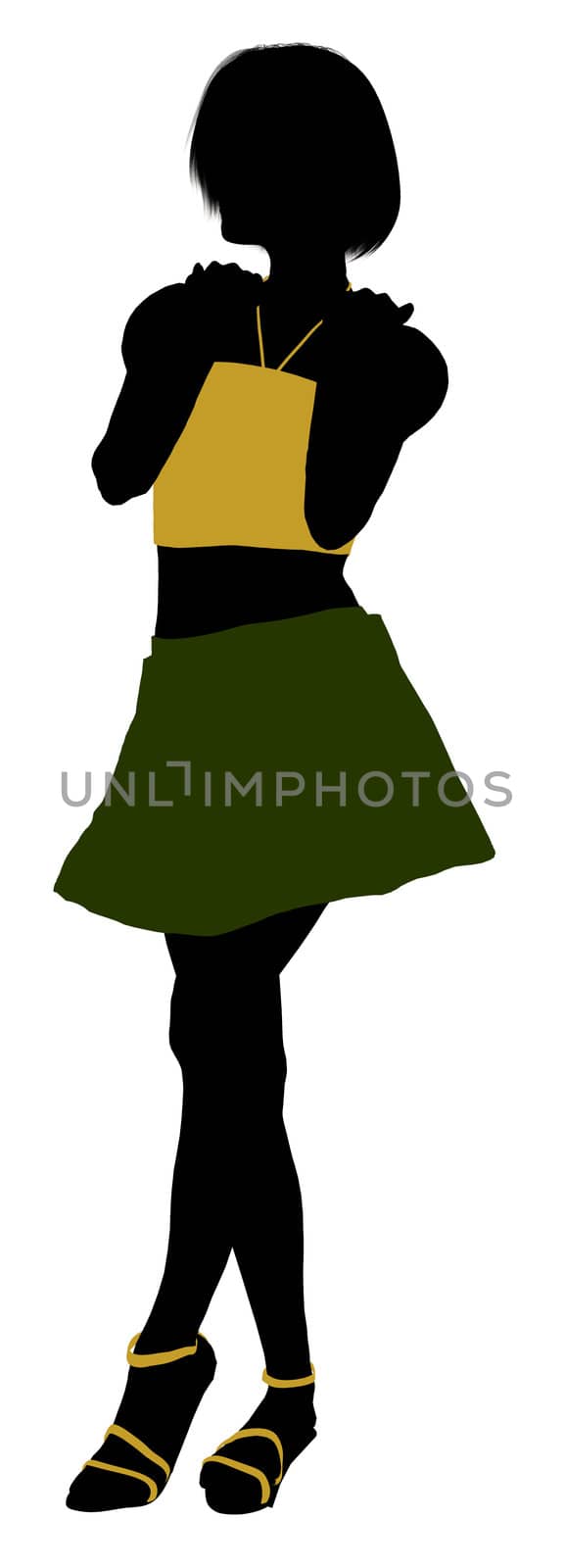 Teenager silhouette on a white background