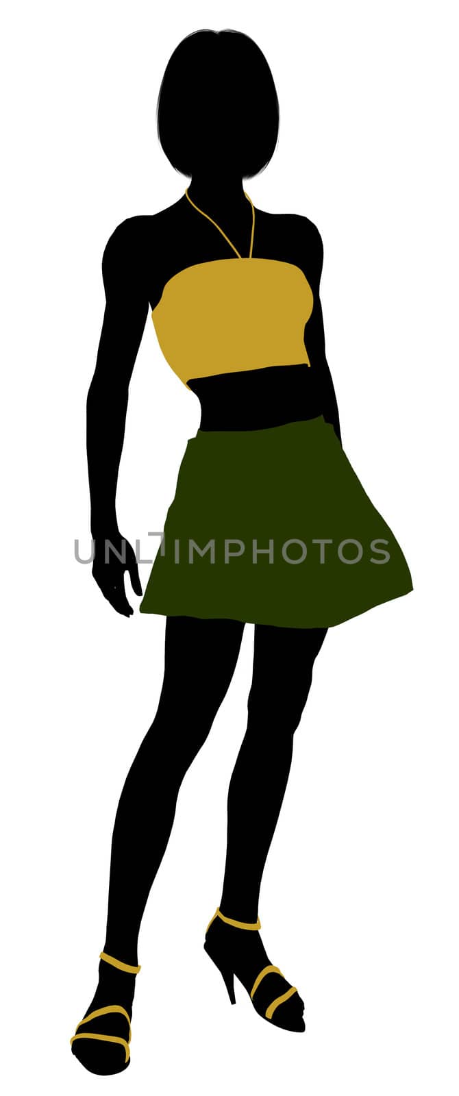 Teenager silhouette on a white background