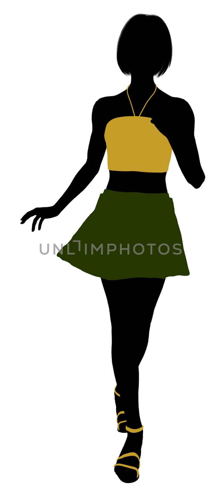 Teenager silhouette on a white background