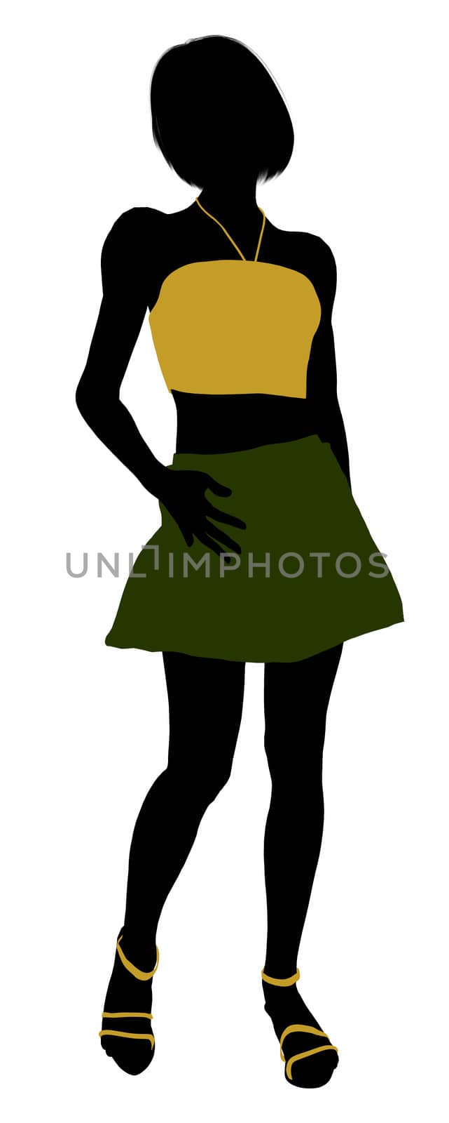 Teenager silhouette on a white background