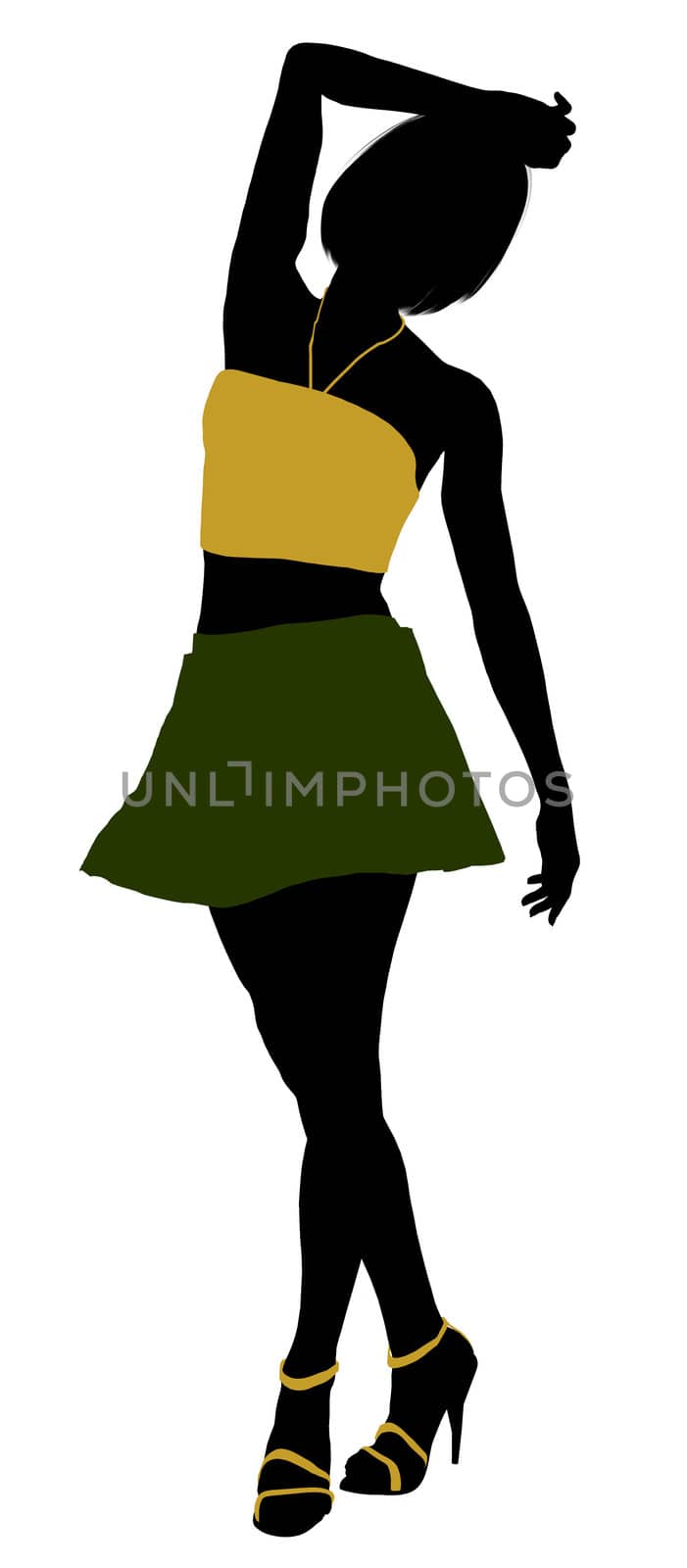 Teenager silhouette on a white background