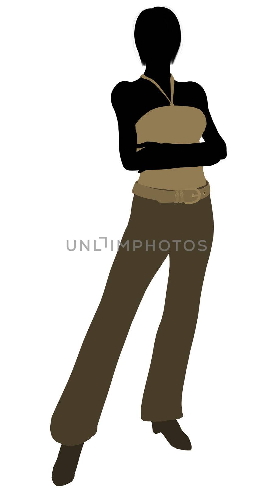 Female business executive silhouette on a white background