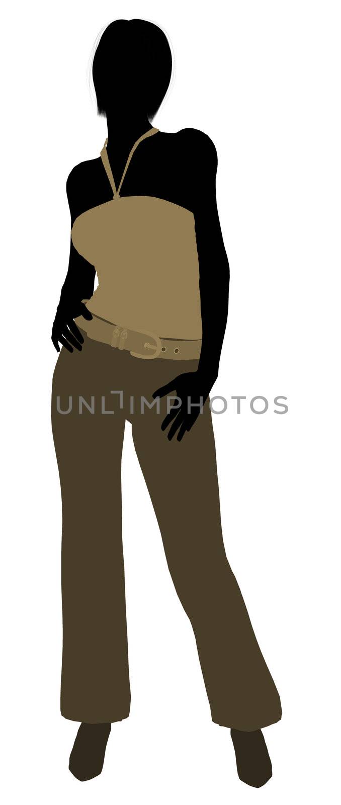 Female business executive silhouette on a white background
