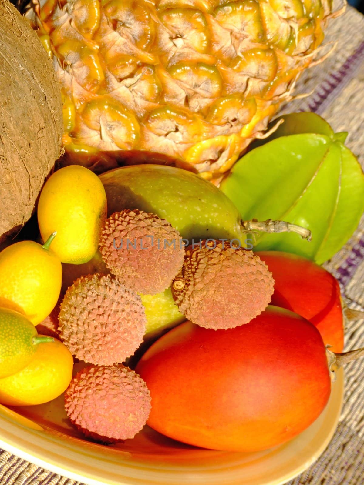Mixed fresh exotic fruit composition