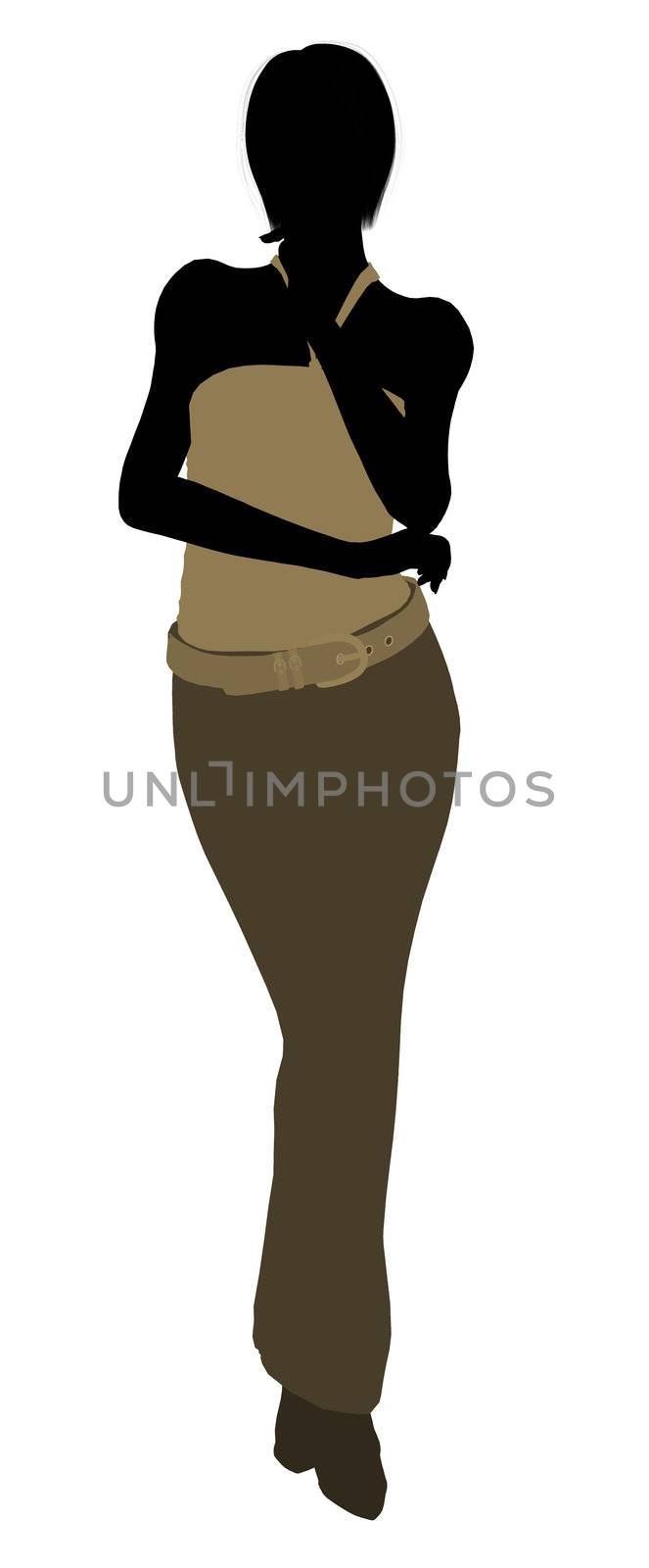 Female business executive silhouette on a white background