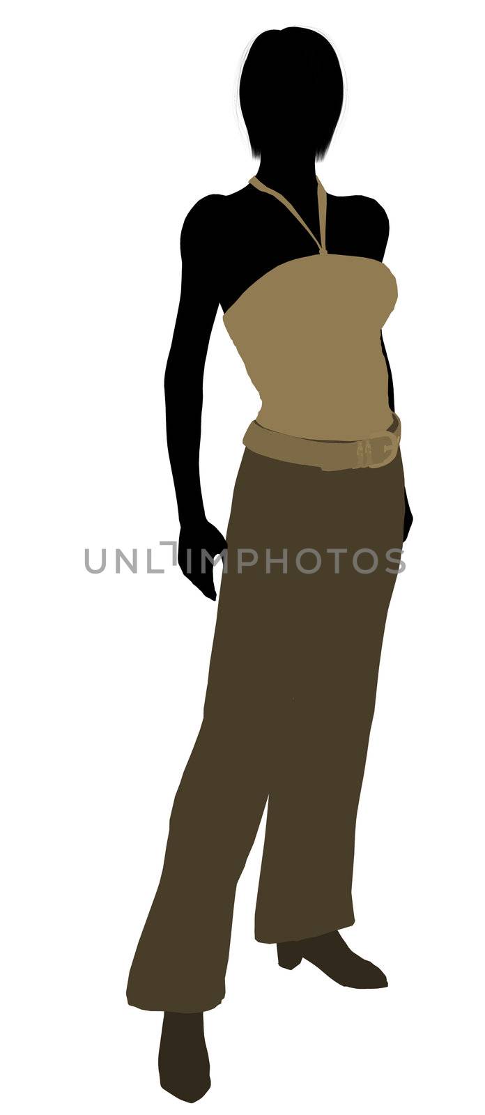 Female business executive silhouette on a white background