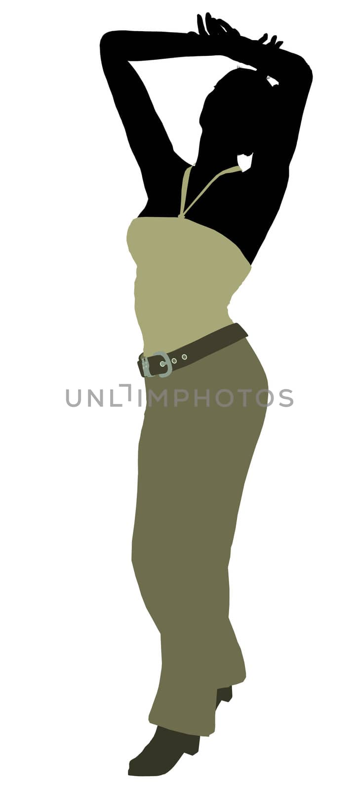 African Amercian female business executive silhouette on a white background