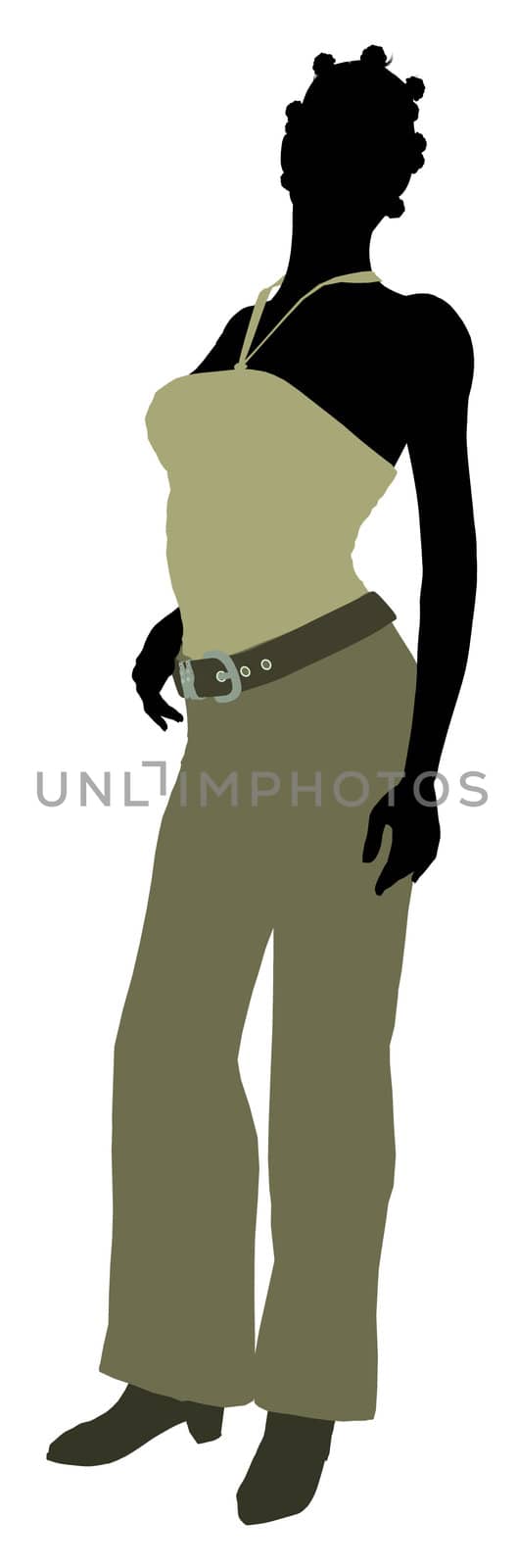 African Amercian female business executive silhouette on a white background