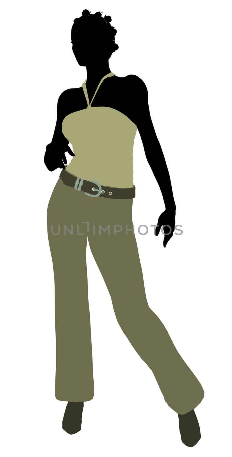 African Amercian female business executive silhouette on a white background