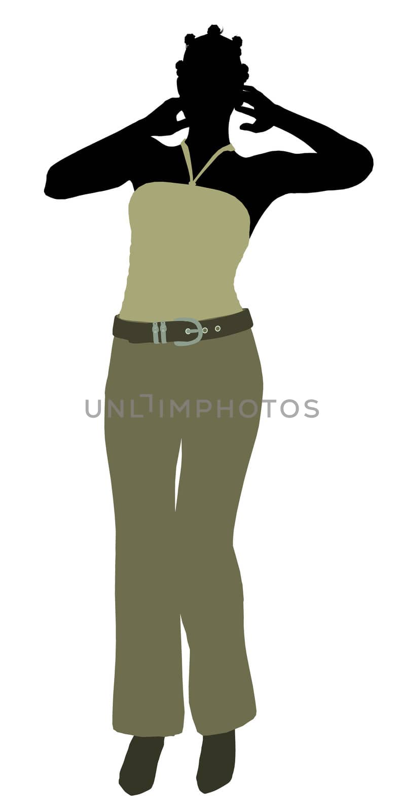 African Amercian female business executive silhouette on a white background
