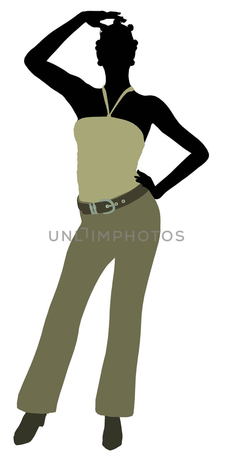African Amercian female business executive silhouette on a white background