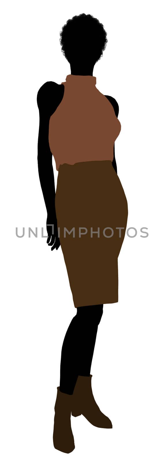 African Amercian female business executive silhouette on a white background