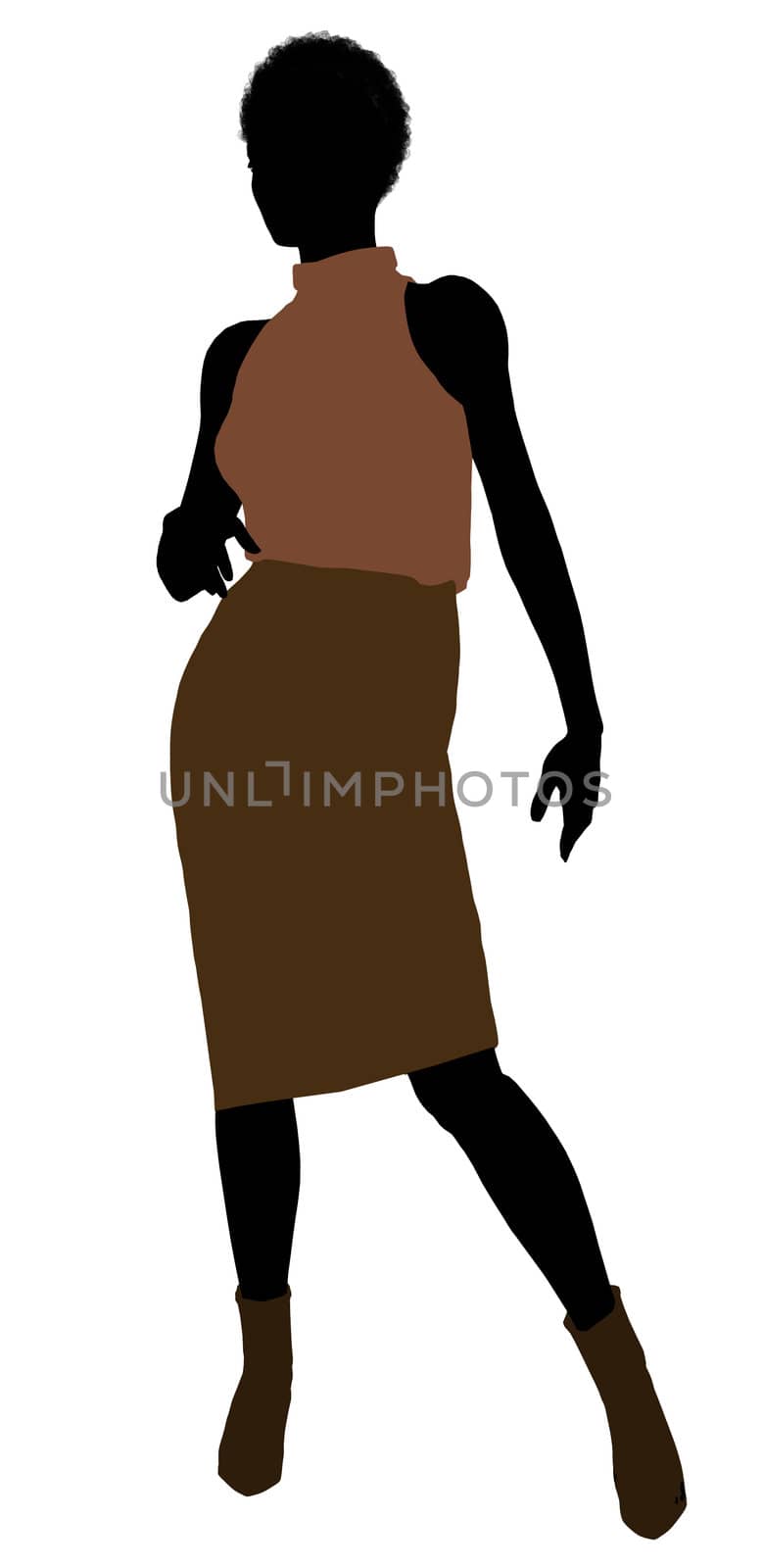 African Amercian female business executive silhouette on a white background