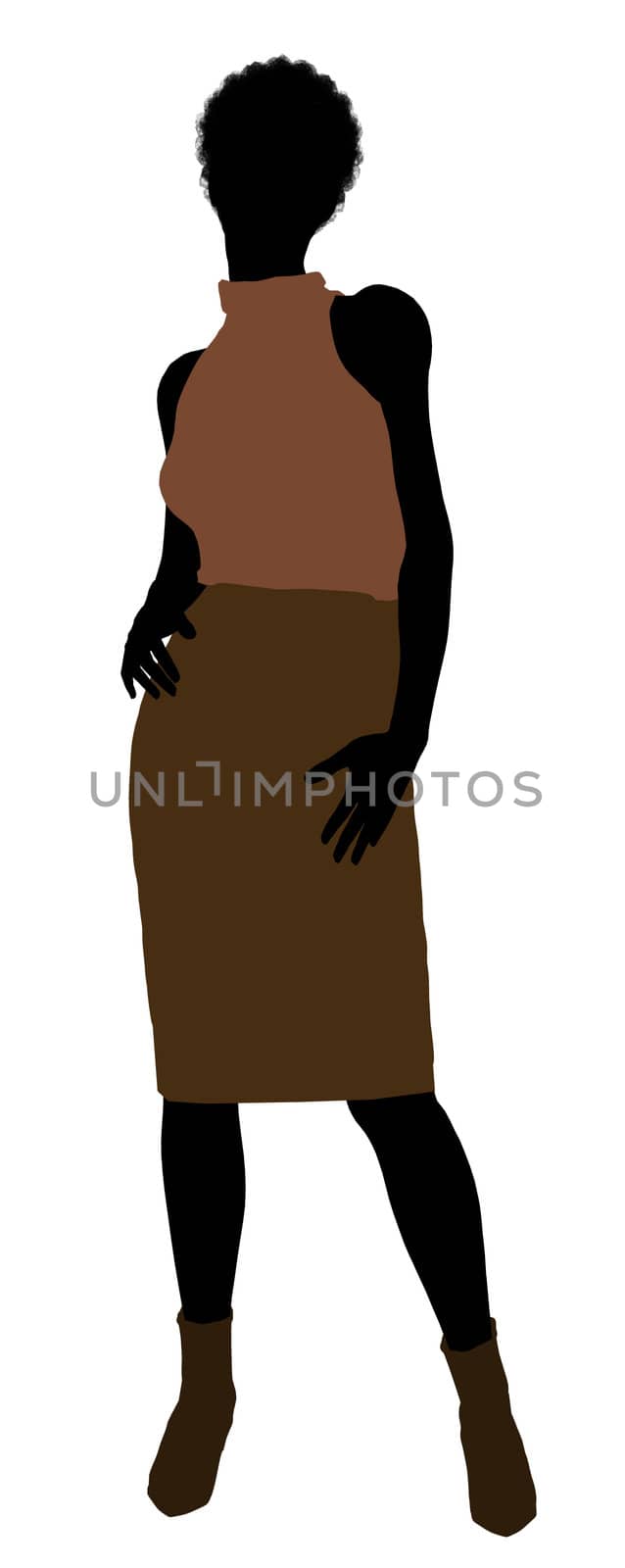 African Amercian female business executive silhouette on a white background