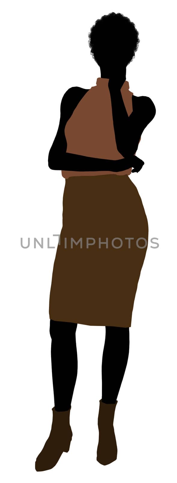 African Amercian female business executive silhouette on a white background