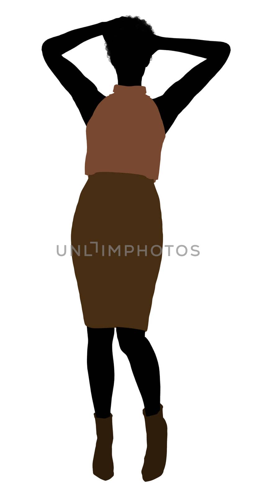 African Amercian female business executive silhouette on a white background