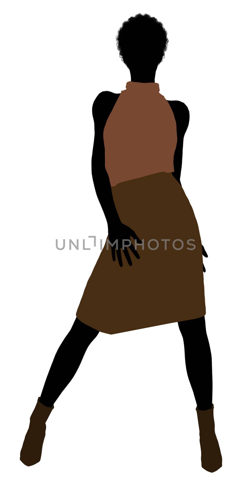 African Amercian female business executive silhouette on a white background