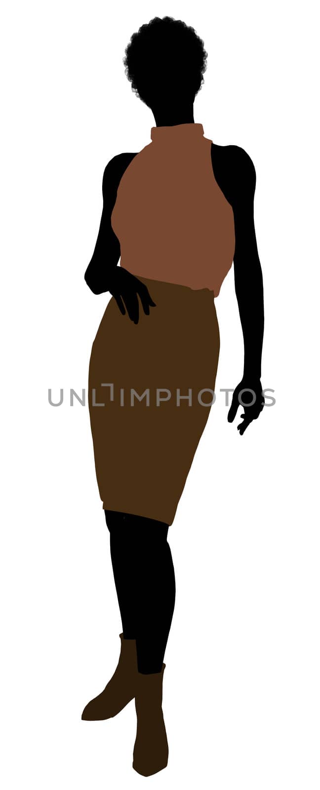 African Amercian female business executive silhouette on a white background