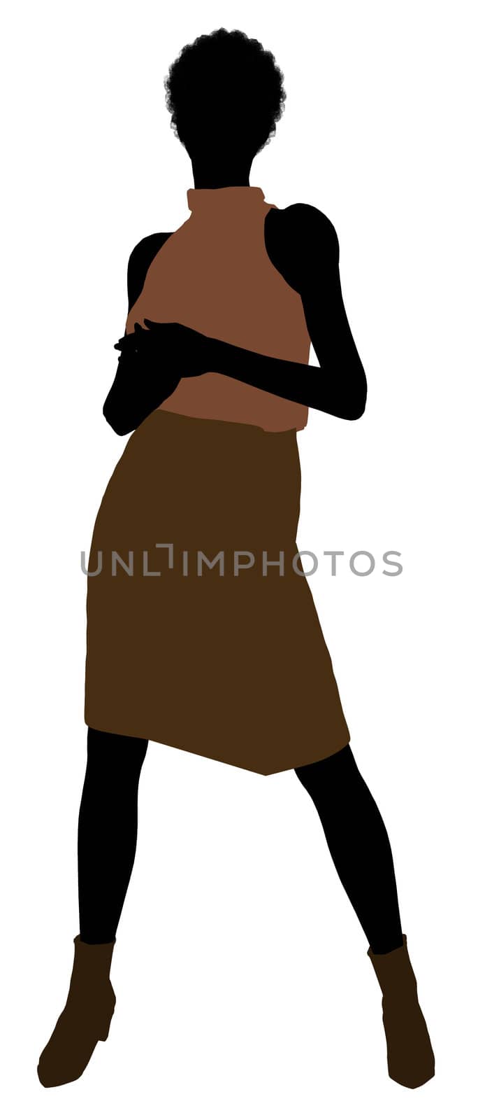 African Amercian female business executive silhouette on a white background