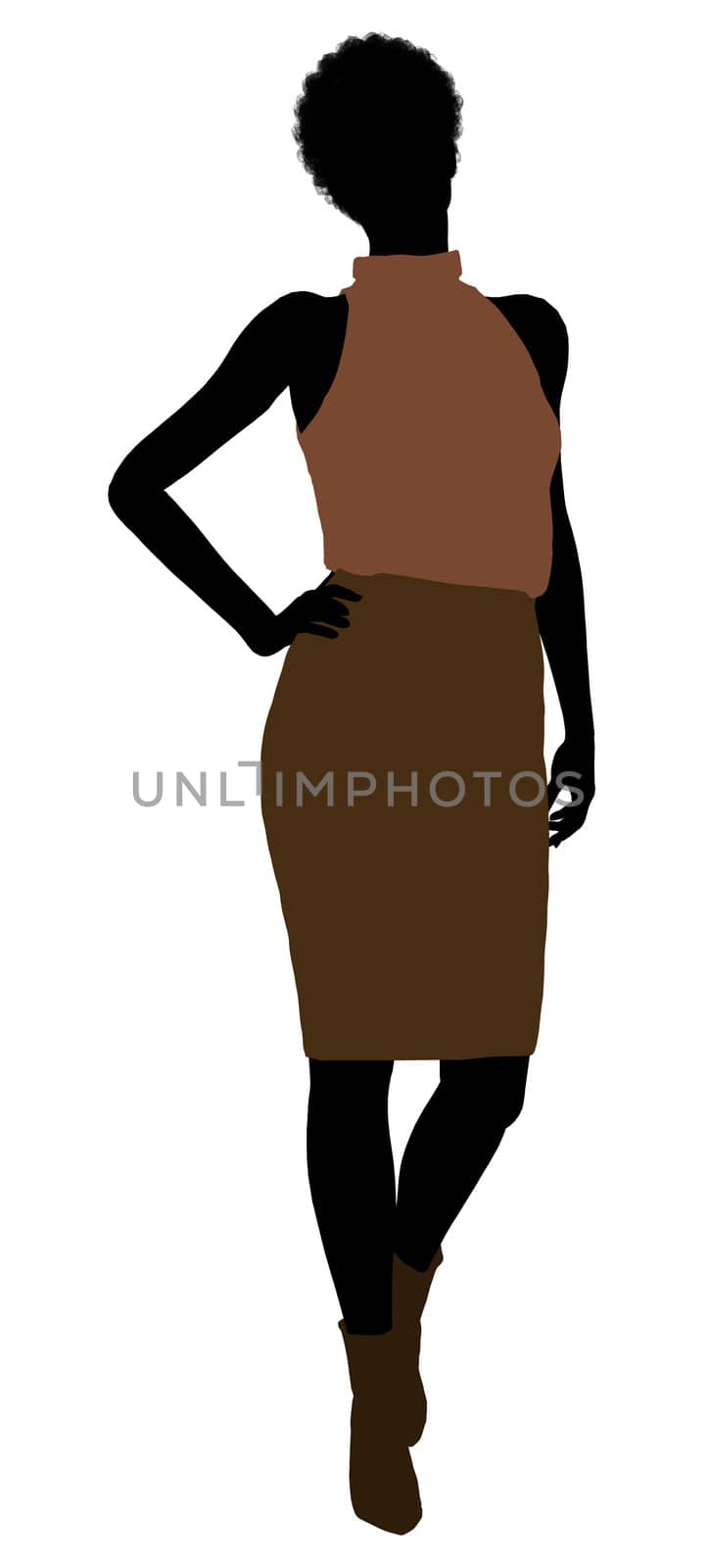 African Amercian female business executive silhouette on a white background