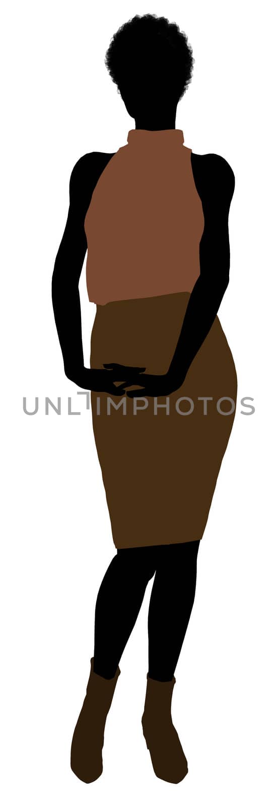 African Amercian female business executive silhouette on a white background