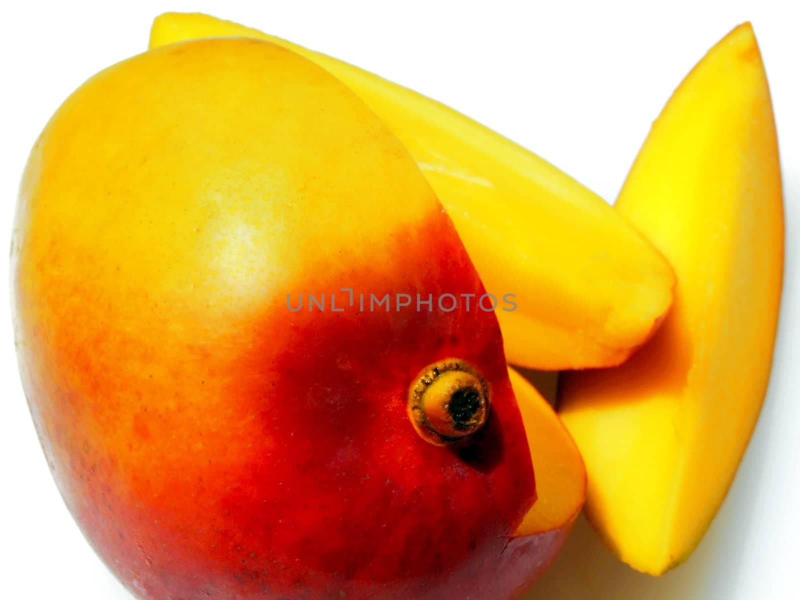 Close-up of a sliced mango