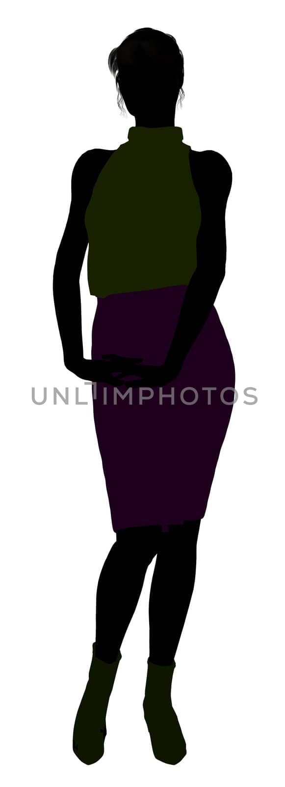 Female business executive silhouette on a white background