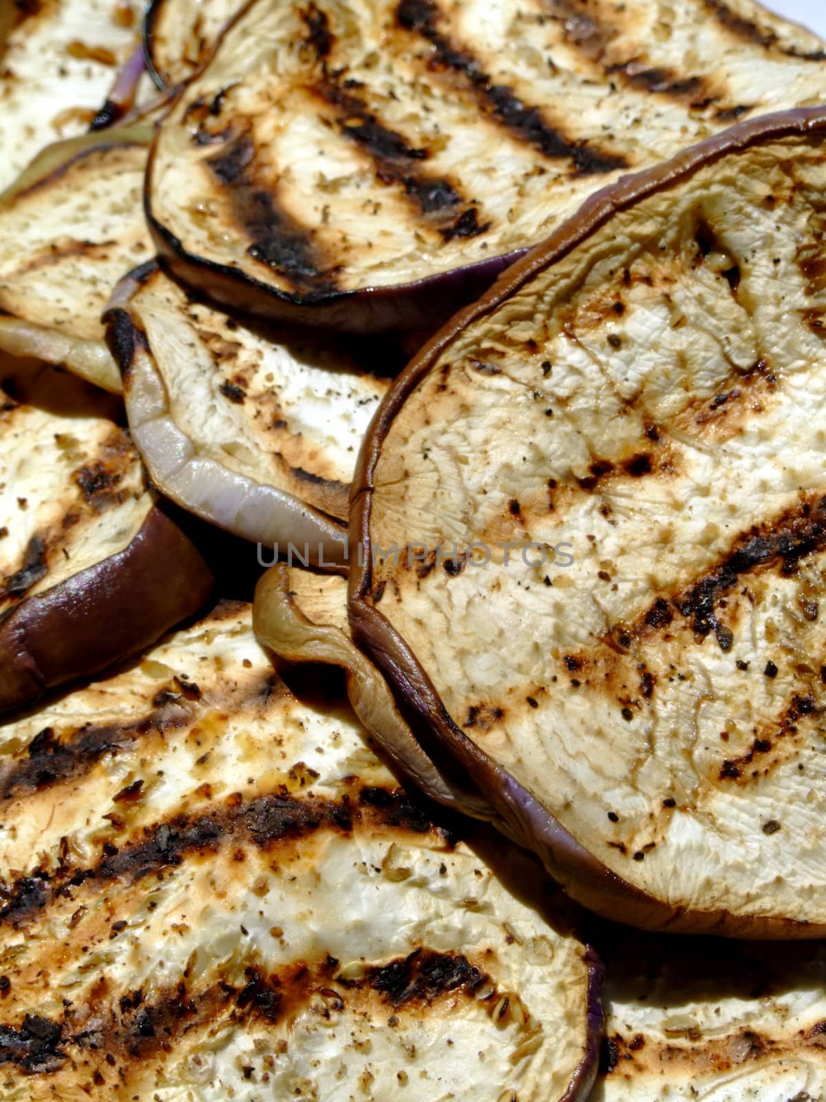 Grilled slices of eggplant