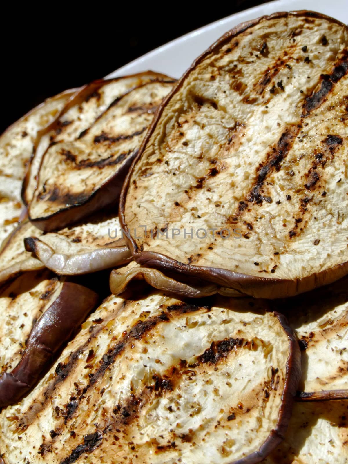 Grilled slices of eggplant