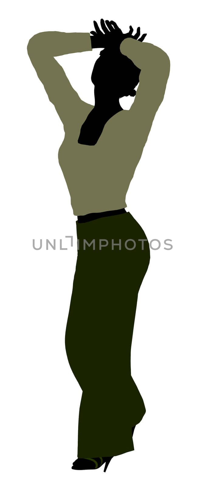 African Amercian female business executive silhouette on a white background